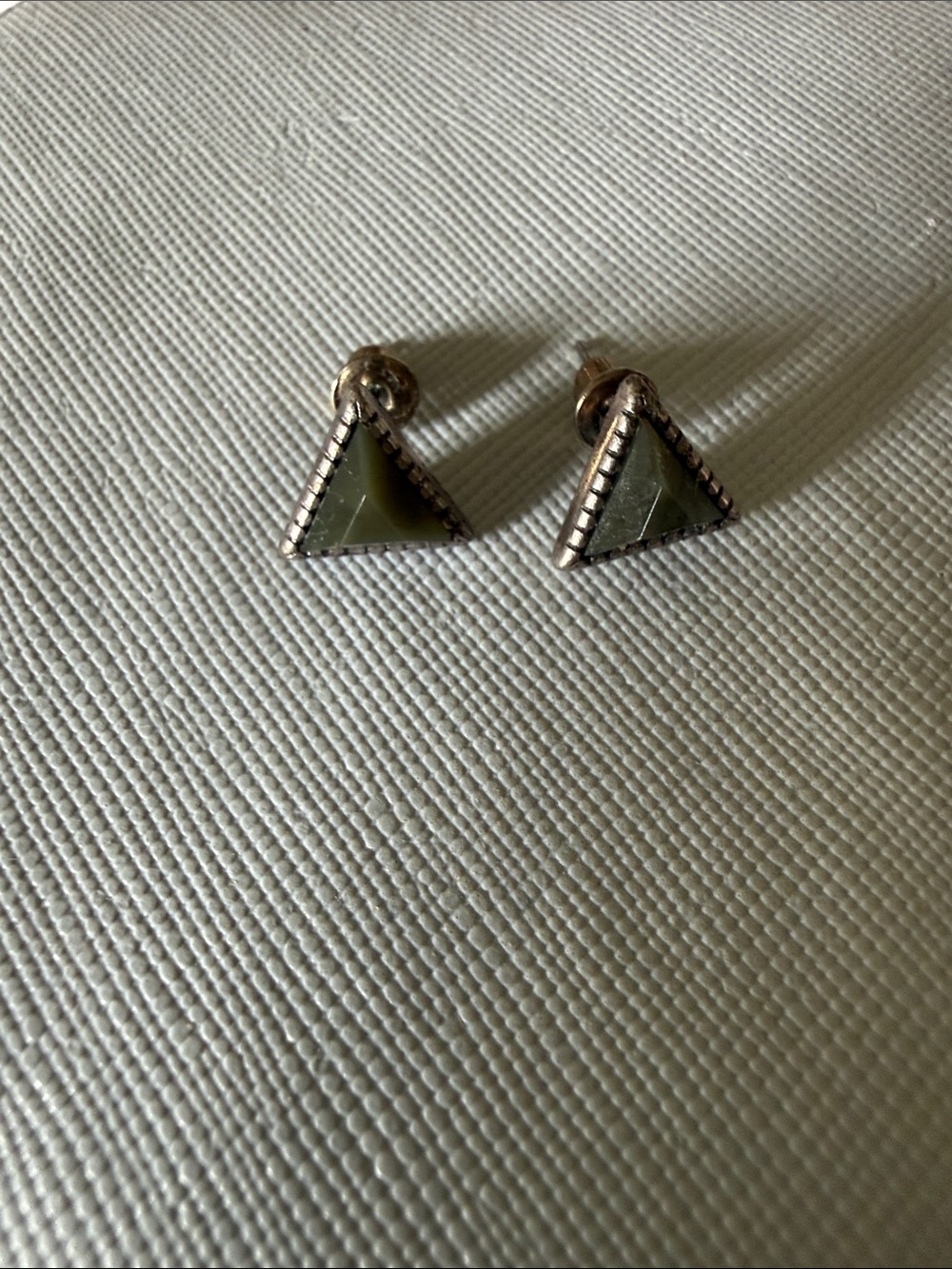 Triangular Silver Tone Stud Earrings